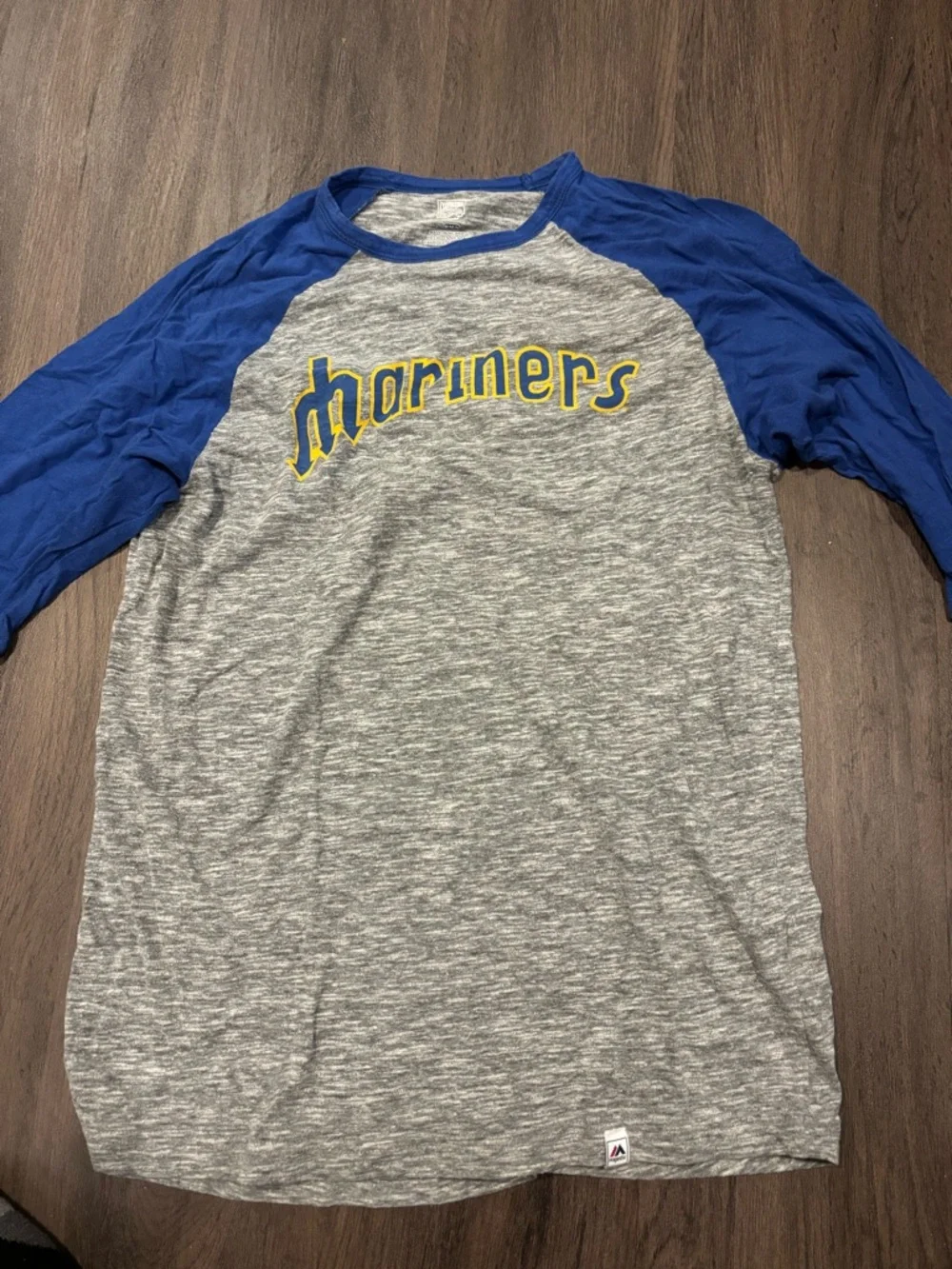 Majestic Mariners Raglan Tee - Blue & Heather Gray with Yellow Accent